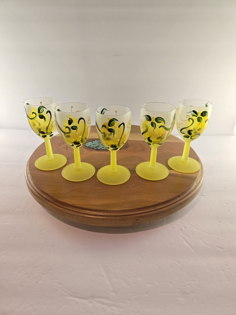 VTG Sorrento Hand Painted Frosted Limoncello Glasses Set of 5